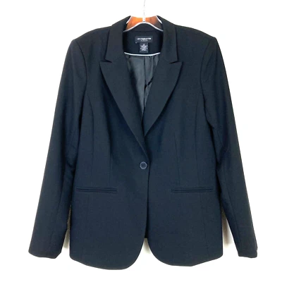 Blazer Liz Claiborne Un Botón Talla 6 Negro Forrado Elástico Lavable a Máquina Trabajo Foto 1 de 4