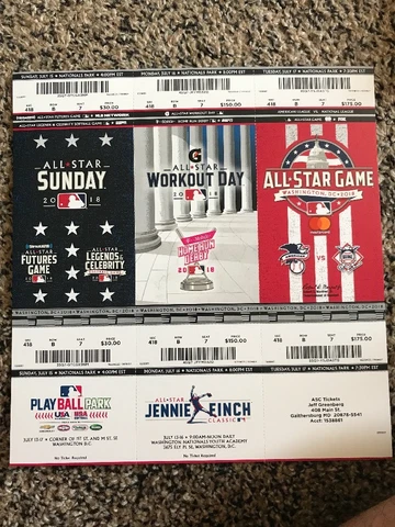 2018 MLB All Star Game TICKET STRIP STUB FUTURES HOME RUN MIKE TROUT MVP Judge Cover