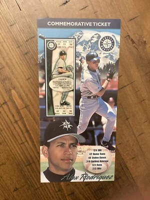 ALEX RODRIGUEZ SETS AMERICAN LEAGUE RECORD 1998 COMMEMORATIVE TICKET Limited Edi - Image 1 of 4