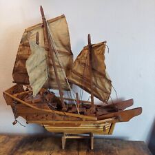 Chinese Pirate Junk Wooden Ship Model 18 " Boat Vintage RARE Project Piece