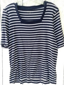 Croft & Barrow XL Short Sleeve Navy White Striped Shirt - Picture 1 of 7