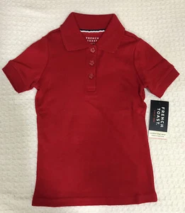 Girls Short Sleeve Polo Top w/Picot Collar French Toast Red Size 4 Style SA9423 - Picture 1 of 7