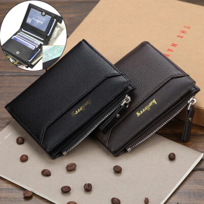 Cartera de cuero plegable para hombre con tarjetero de identificación de crédito cartera bolso sin asas bolsos de mano Foto 1 de 4