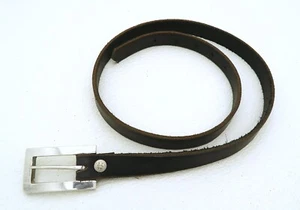 Mexico Sterling Silver Belt Buckle with Genuine Leather Marked Antonio Pineda - Picture 1 of 7