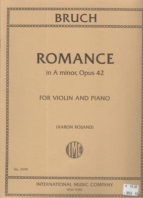 BRUCH,Romance in A minor, Opus 42 for Violin & Piano Book Only - Image 1 of 2