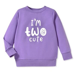 Toddler Girl 2nd Birthday Outfits Im Two Cute Sweatshirt 2 Year Old Birthday ... - Picture 1 of 1