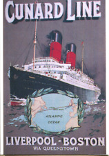 modern postcard Cunard Line advertisement Liverpool-Boston via Queenstown