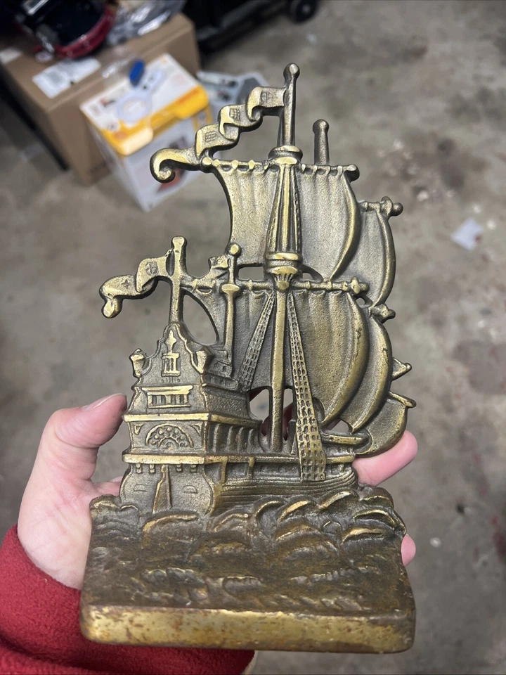 De colección Latón 9" Velero Barco Puerta Tope Pieza Decorativa Decoración Hogar Foto 1 de 1