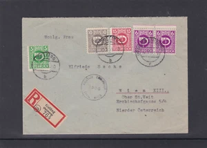 Portorichtiger zensurierter Reco 4 Farben Posthorn Brief von Golling nach Wien - Bild 1 von 3