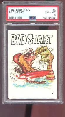 1969 Donruss Odd Rods #5 Bad Start PSA 8 Graded Sticker Card Odd Rod - Image 1 of 2
