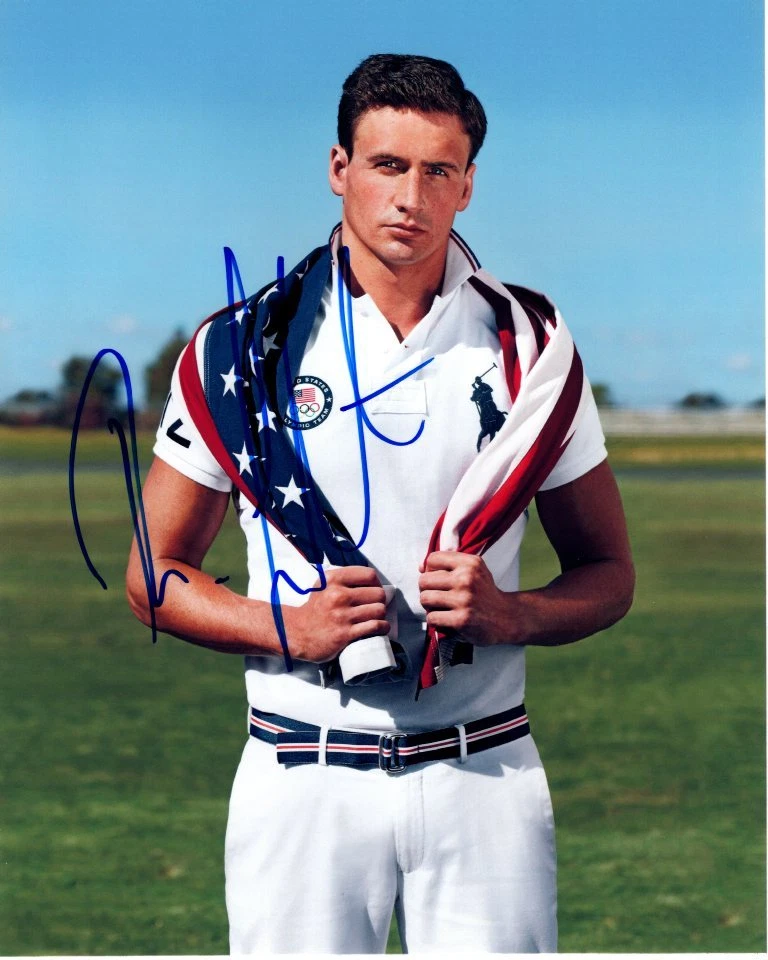 Foto autografada assinada por Ryan Lochte 8x10 EUA NADADOR OLÍMPICO - Imagem 1 de 1