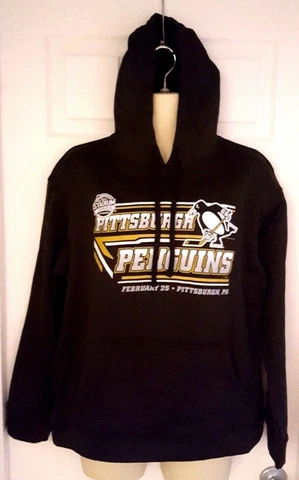 Pittsburgh Penguins Hoodie Size Medium 38/40 Black Sweatshirt Soft Shell Stadium Cover