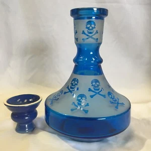 9 Zoll blaues Schädelglas mit Keramikschale - Bild 1 von 3