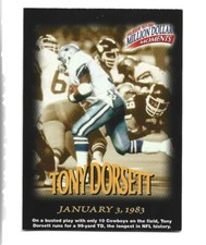 1997-98 Fleer Million Dollar Moments #29 Tony Dorsett card, Dallas Cowboys HOF