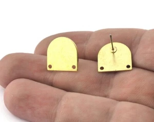 1 par de postes para pendientes en forma de D, conector para pendientes colgantes rectangular latón crudo 5142 - Imagen 1 de 3