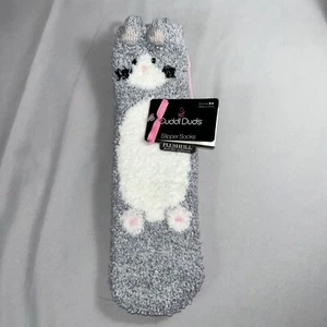 Cuddl Duds Girls Cozy Lounge Socks 2-PAIR SET Kitty Cat Super Soft SHOE SIZE 9-4 - Picture 1 of 9
