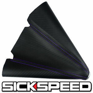 CARBON FIBER LOOK PURPLE STITCH POLISHED TOP SHIFT BOOT GEAR COVER SHIFTER D