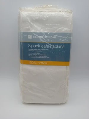 New 8 Pack 100% Cotton Cafe Napkins 19" Square White Essential Home  - Image 1 of 2
