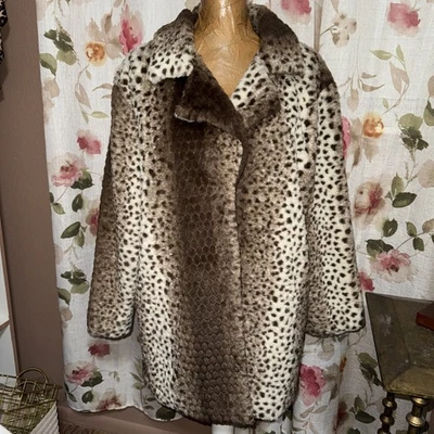 Leopard Print Faux Fur Stroller Coat Jacket Snap Front XXL Unbranded - Image 1 of 4