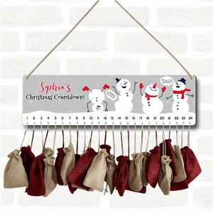 Calendario de Adviento de Navidad personalizado niños muñecos de nieve felices Navidad señal de cuenta regresiva - Imagen 1 de 10