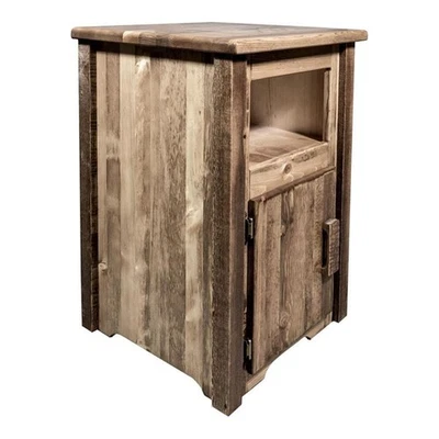 Montana Woodworks Homestead Wood End Table with Door in Brown Lacquered - Image 1 of 4