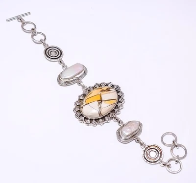 Mookaite Brecciado - Pulsera Australia Plata de Ley 925 7-8.99" 8.99" B31 Foto 1 de 4