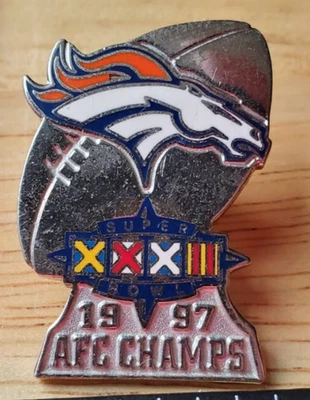 Denver Broncos 1997 AFC Champs Pin Super Bowl XXXII 32 Fútbol Cabeza de Caballo Foto 1 de 4