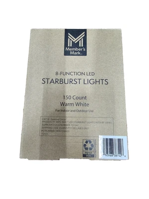 Member's Mark 8-Function LED Starburst Lights, Warm White, 150 Count, 10-Bursts - Image 1 of 3