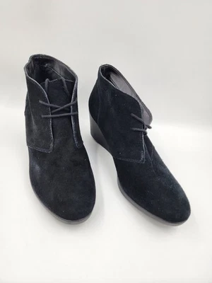 Botines Crocs Boot para mujer 11 Leigh con cordones tacón de cuña 203419 gamuza negra Foto 1 de 4