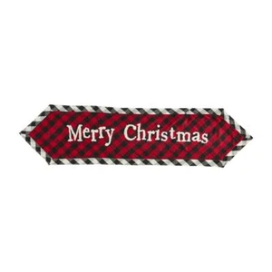 MERRY CHRISTMAS Red Black White Buffalo 72" Quilted Tablerunner - Picture 1 of 2
