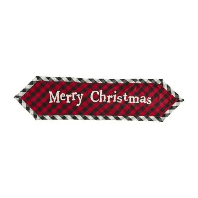 MERRY CHRISTMAS Red Black White Buffalo 72" Quilted Tablerunner - Image 1 of 2
