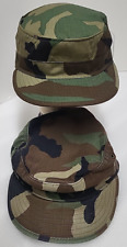 US Army Military Issue BDU Woodland Camo Hot Weather Cap Hat 7 1/4 NEW + 1 Used