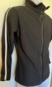 GK BLACK UNISEX ADULT SMALL LONG SLEEVE WHITE TRIM NYLON/SPAN WARM UP JACKET AS - Picture 1 of 8