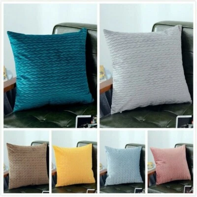 2x Velvet Textured Cushion Cover Wrinkled Throw Pillow Case Sofa Pillowcase Home - Image 1 of 4