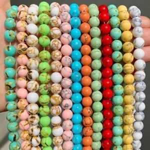 4-12mm Natural Turquoises Howlite Sediment Round Loose Beads for Jewelry Making - Picture 1 of 66
