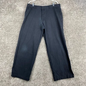 George Chino Pants Men's Size 36x29 Black Flat Front Slash Pocket Cotton Blend - Picture 1 of 9