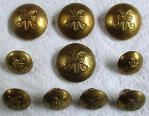 Set of 10x UK:"WOMEN'S ROYAL ARMY CORPS BRASS BUTTONS" (25mm-16mm, 1949-1950s) - Picture 1 of 4