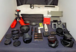 JUNK DRAWER LOT ELECTRONICS CAMERA NIKON CANON LENSES TRIPODS REMOTES SELFIE - Picture 1 of 9