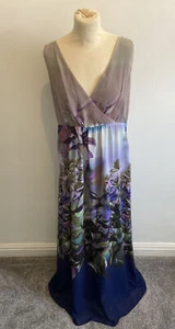 Laura Ashley Maxikleid UK Größe 14 rosa lila Blumen ärmellos Anlass - Bild 1 von 7