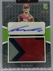 2021 LEAF PERFECT GAME GREEN IKE IRISH THREE COLOR PATCH AUTO # 14/19