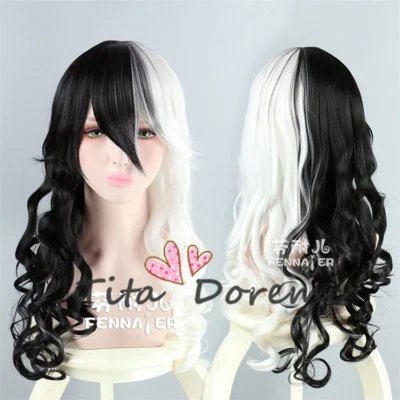 TITA-DOREMI Halloween Wig Woman Curly Lange Black Mix Cosplay Perücke Kostüm Haar