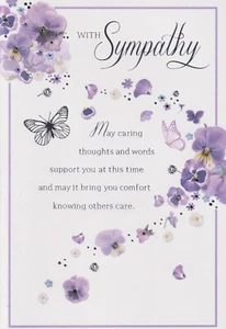 SYMPATHY CONDOLENCE GREETING CARD 7"X5" TRADITIONAL FLOWERS - Picture 1 of 2