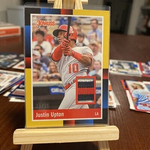 JUSTIN UPTON 2022 Donruss RETRO 1988 MATERIALS PATCH GOLD #19/25 Angels