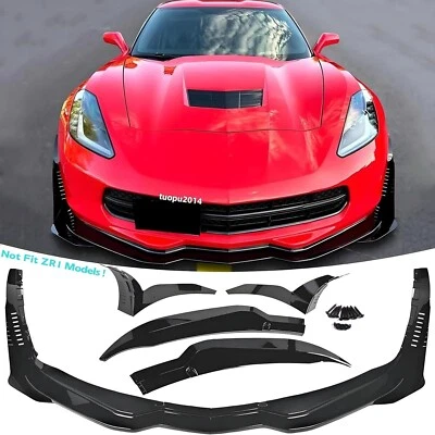 For Chevrolet Corvette C7 Front Bumper Splitter Lip Sporty Gloss Black 2014-2019 Foto 1 de 4