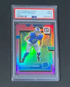 Donruss Optic 2022 Aidan Hutchinson clasificación novato rosa Prizm Lions #213 radiocontrol PSA 9 - Imagen 1 de 8
