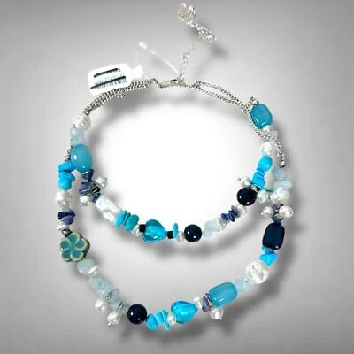 Gargantilla Free People Steal The Show en tono turquesa nueva con etiquetas encanto en capas bohemio Foto 1 de 4