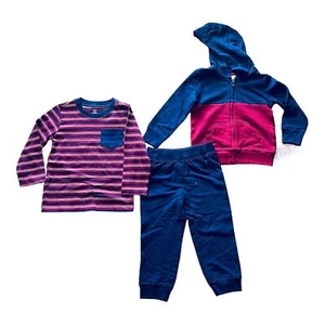 NEW Boys Clothes 3T Zip Hoodie JACKET + SHIRT+ PANTS Carters 3PC Play Pajama Set - Picture 1 of 8