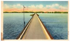 Sandusky Ohio Sandusky Bay Bridge Linen Postcard Posted 1942