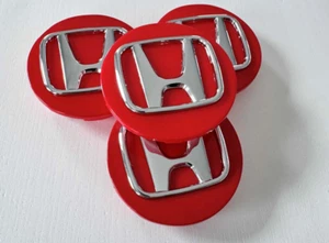 4Pcs 2.71" Red with Chrome Logo Wheel Center Hub Caps For Honda 69mm - Picture 1 of 2