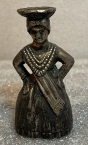 Campana de mesa de servicio de cena 3-1/2"h Indias Occidentales dama pátina vintage sin marca - Imagen 1 de 9